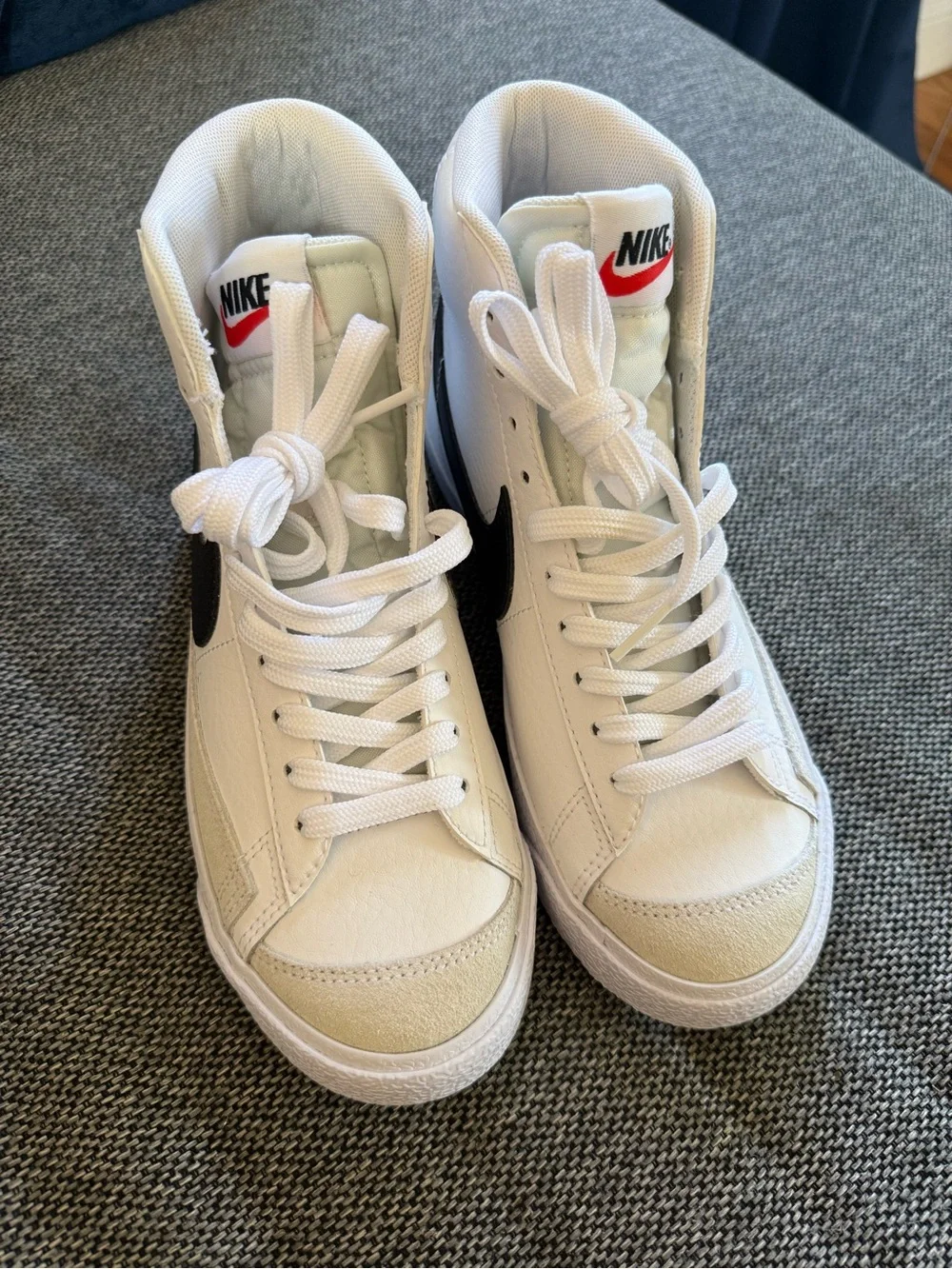 Nike Blazer Mid White/Black High-Top Sneakers (grade school)